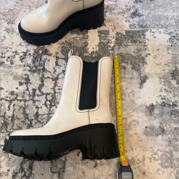 Coach Alexa Chelsea Boots White Leather Streetwear Chunky Heel Sz 8 - Picture 8 of 12